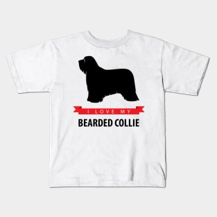 I Love My Bearded Collie Kids T-Shirt